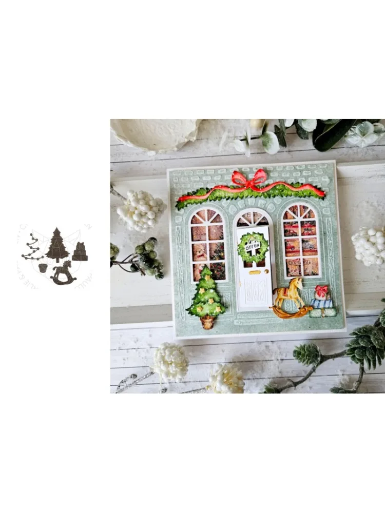 Neues Produkt Vorverkauf Weihnachten Eltern-Kind Stanzformen und Stempel DIY Scrapbook Album Dekoration Geprägtes Papierkarten-Set