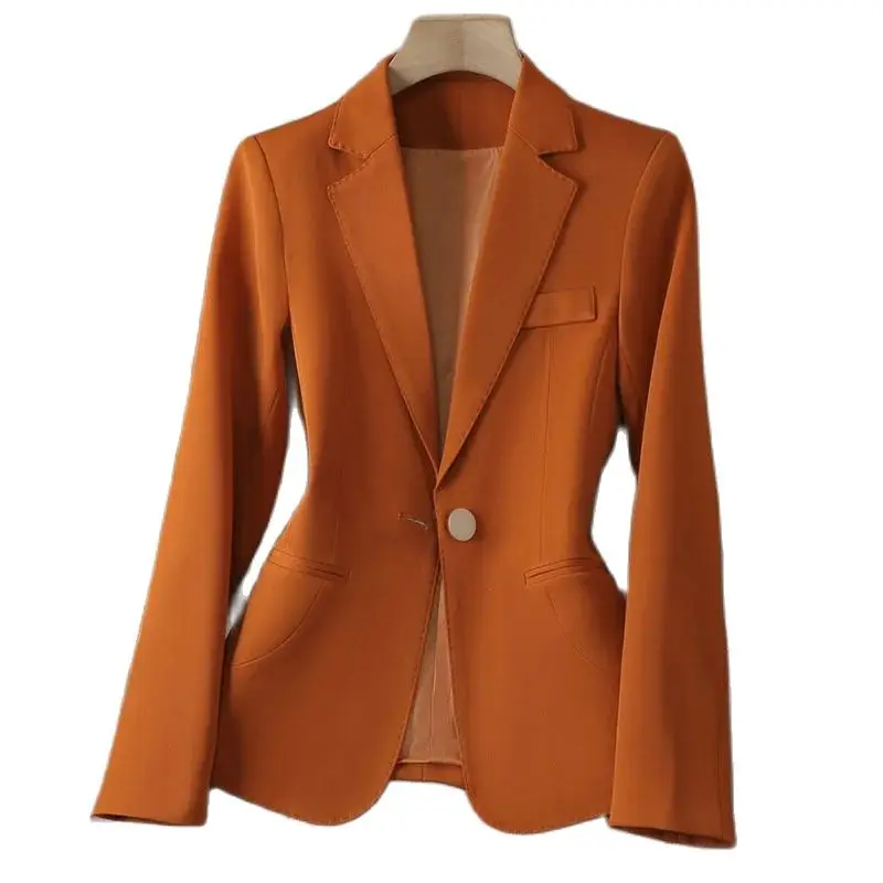 

Spring Autumn Women's Blazer Coat New Solid Single Button Long Sleeve Suit Jacket For Office Ladies Work Wear Female Outerwear