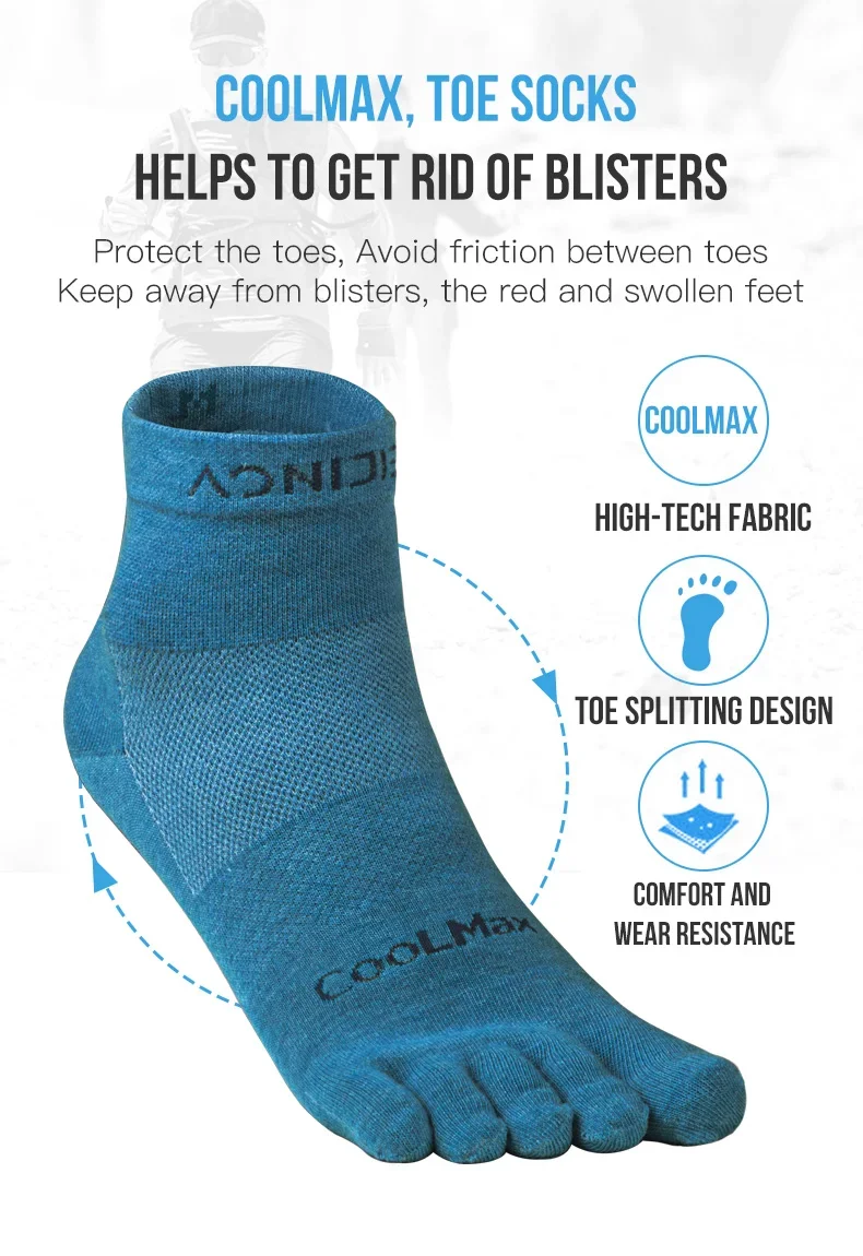 AONIJIE E4109S Update One Pair Low Cut Socks Quarter Athletic Toe Socks Perfect For Five Toed Barefoot Running Shoes Marathon