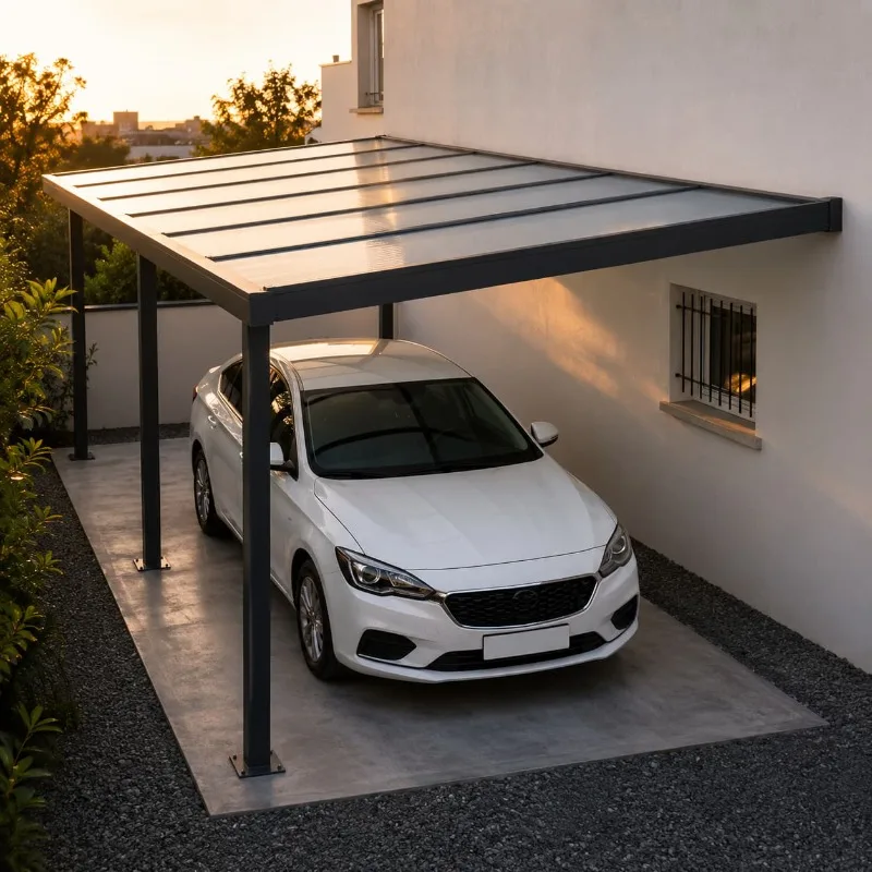Modern Home Courtyard Parking Shed Customized Heavy Duty Steel Frame Driveway Shade Awning Modern Villa Car Shelter