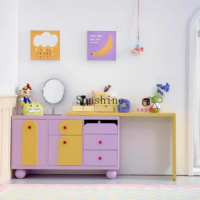 Dresser, chest cabinet, cream wind master bedroom, solid wood makeup table, storage integrated cabinet