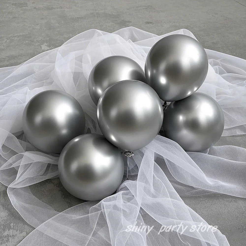 

100pcs Metal Chromium Balloon Silver Balloons Children's Birthday Party Decoration Balloon Arches DIY Wedding Background Decor