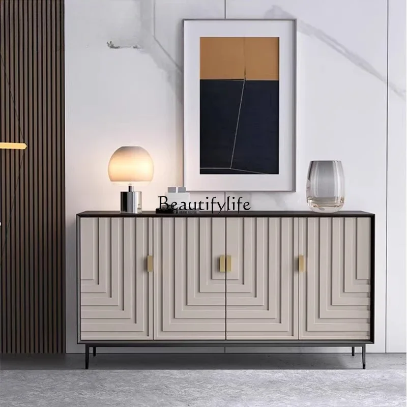

ld 30Italian minimalist side cabinet light luxury modern living room creative design black paint porch locker