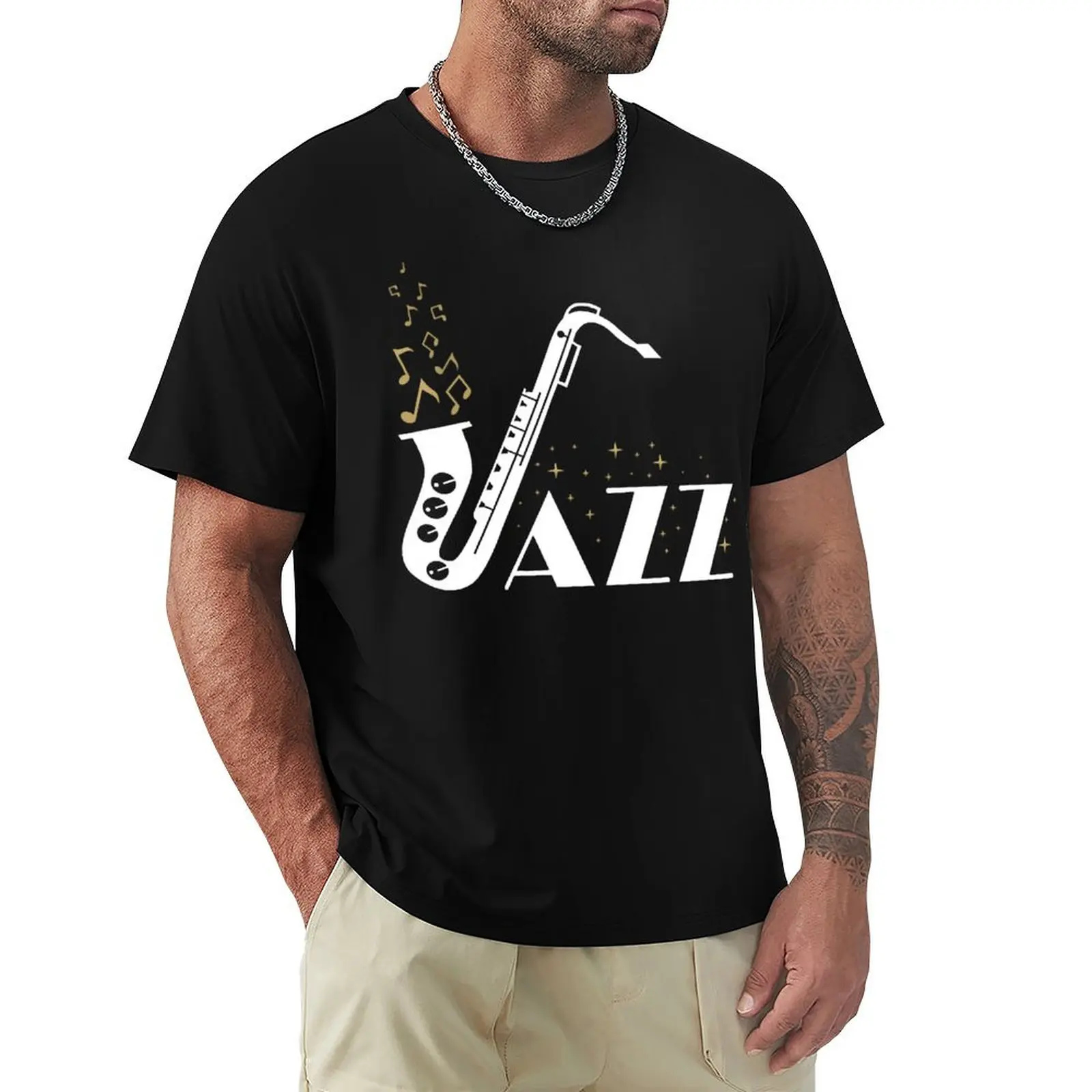 Jazz Music - Saxophone, Sax, Festival, Concert T-shirt oversized sports fans t shirts for men