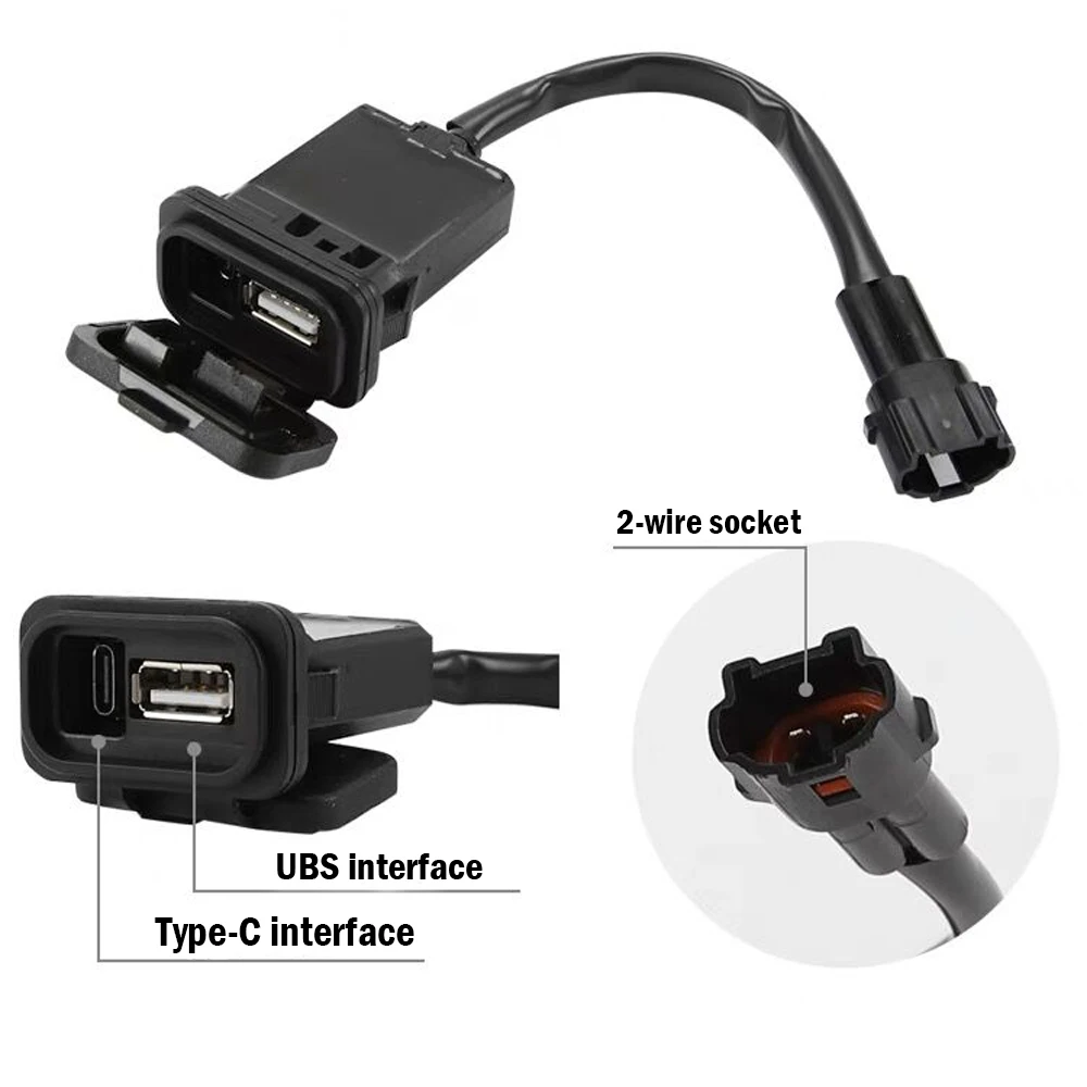 Toma de interfaz de transferencia de energía USB para motocicleta, puerto de impulso tipo C, carga para CFMOTO 450SR, 450sr, 250SR, 300SR, SS,