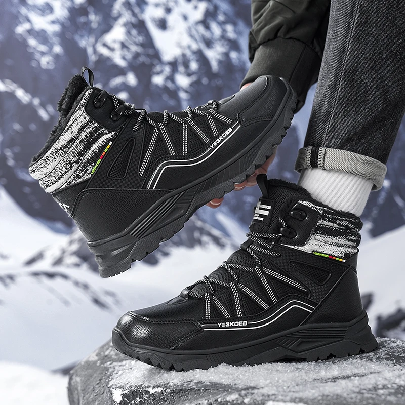 

Winter Warm Cotton Snow Boots! Large Size Non-Slip Stylish Hiking Boots, Fleece-Lined Thickened