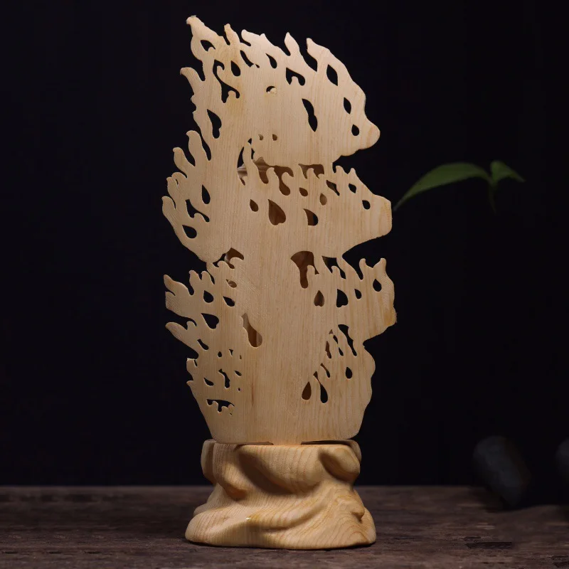 Wood Carved Hand Carved Fudo Myoo Acalanatha Standing Statue Figurine Zodiac Guardian Home Altar Temple Shrine Decor Gift