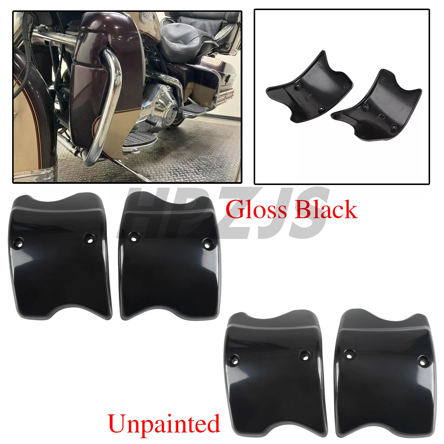 

Black ABS Plastic Lower Non Vented Leg Fairing Caps For Harley Motorcycle Electra Glide Ultra Classic FLH FLHTCU 1993-2008