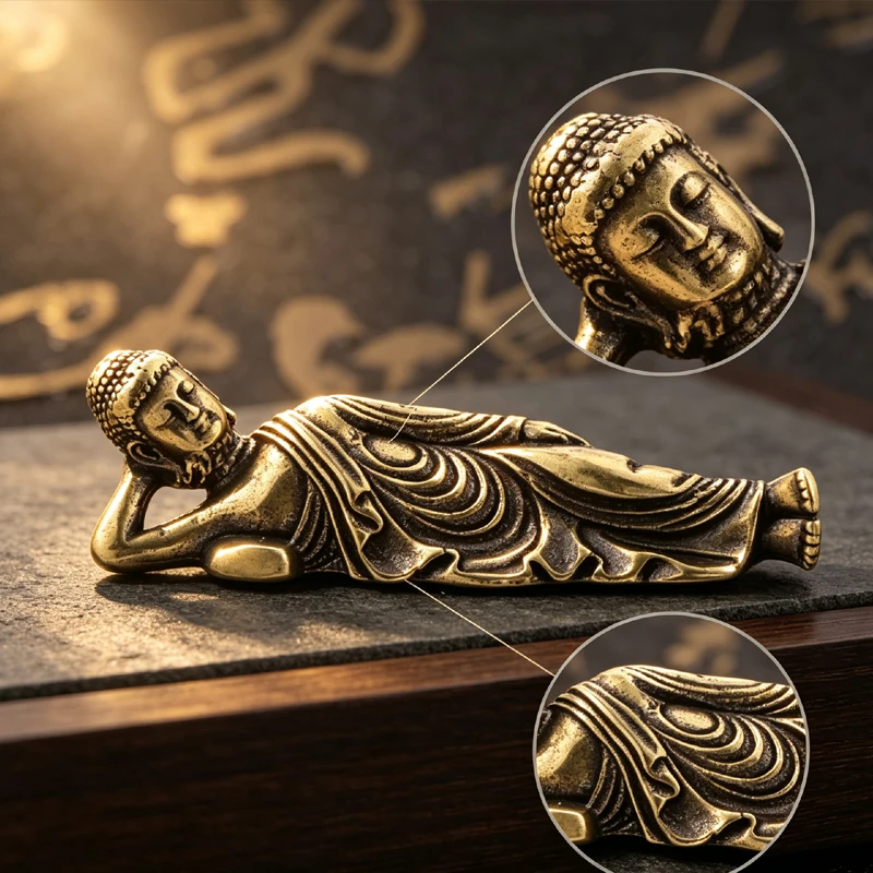 Copper Sleeping Buddha Figurines Miniatures Desktop Ornament rat Small Statue Living Room Home Decorations Crafts Accessories