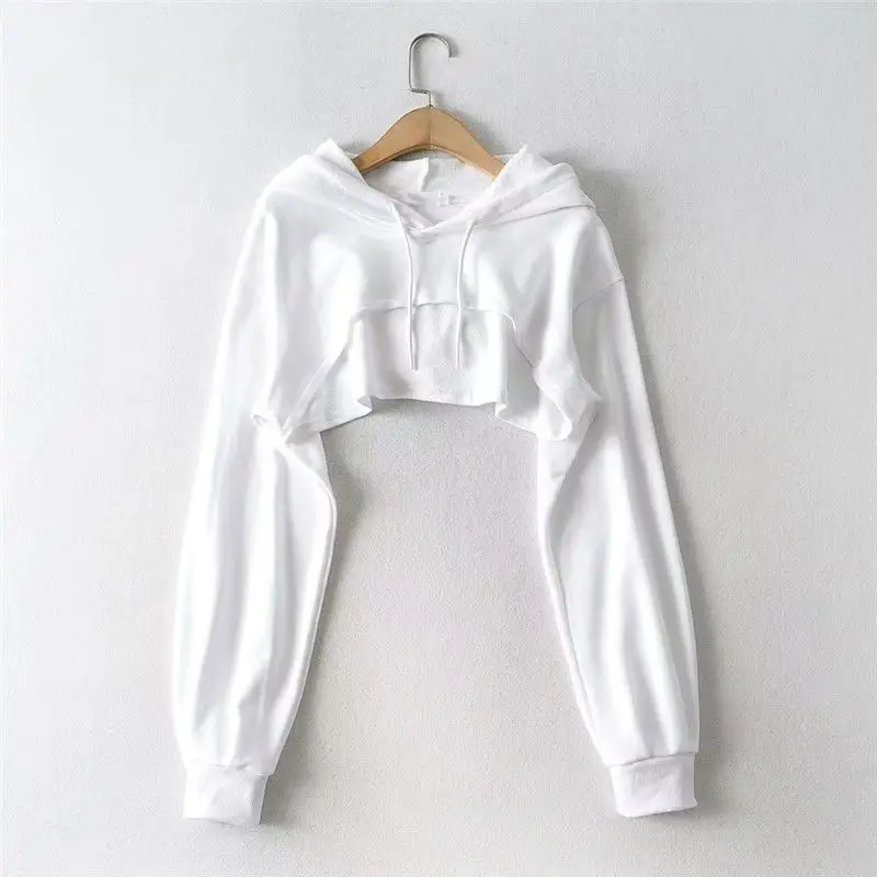 Hoodie Female Hoodie Personality Irregular Crop Ultra Short Long Sleeve Top Female Drop Shipping Sweatshirt Y2K Clothes Hip Hop