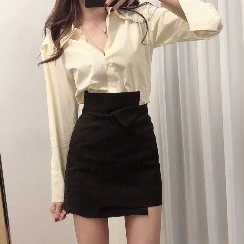 Le donne avvolgono stretto ufficio formale estate 2025 offerta giovanile Emo stile coreano Y2k abbigliamento gonna da donna blu gonne a vita alta