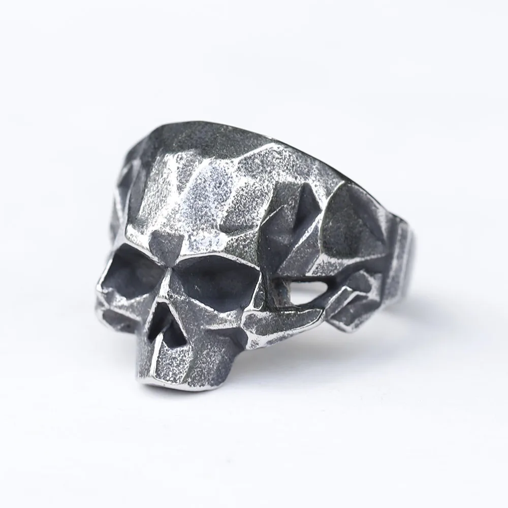 2023 New Creative Design 316L Stainless Steel retro geometry Skull Ring For Men Biker Hip Hop Men\'s jewelry free shipping