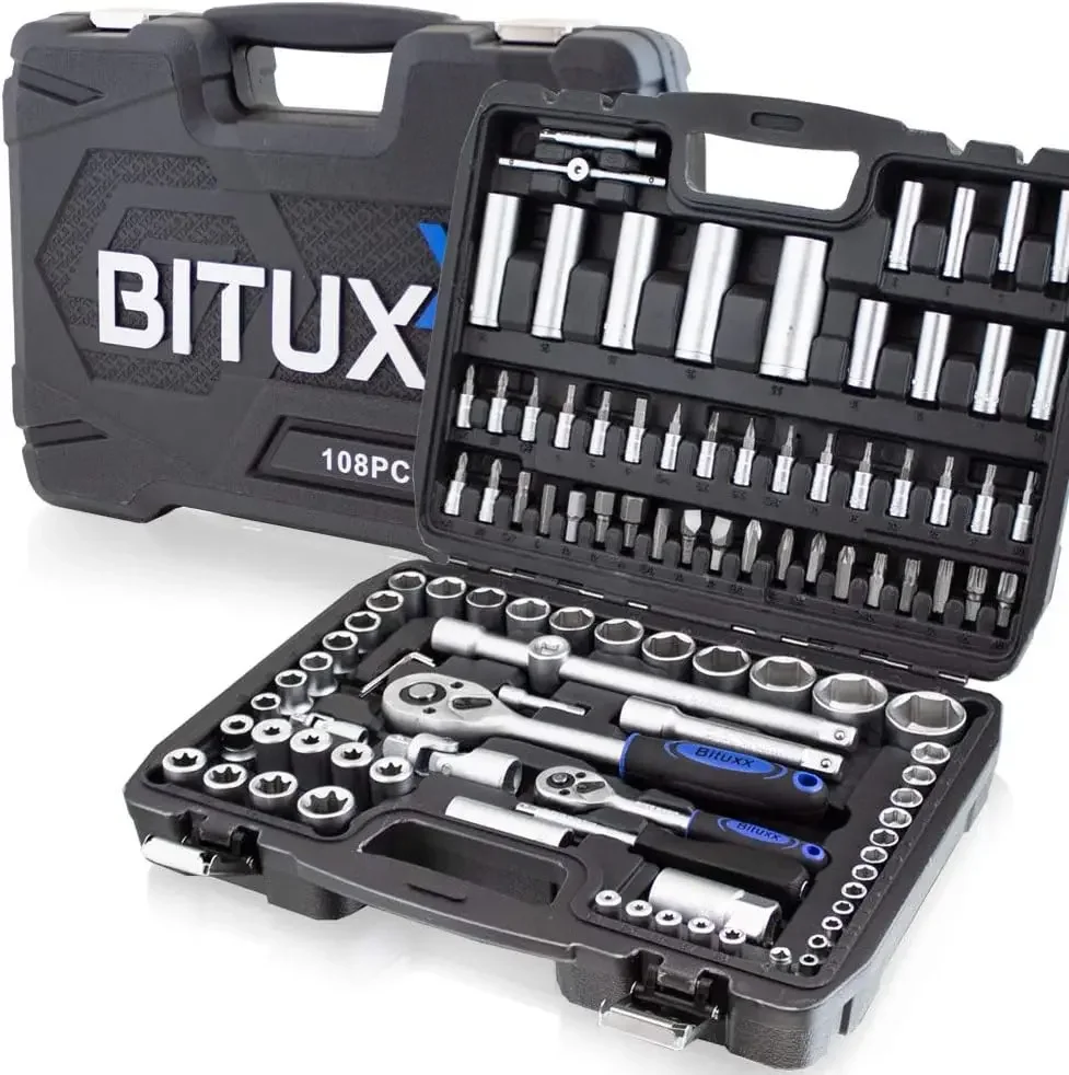 BITUXX 108-teiliges Werkzeugkoffer Knarrenkasten Werkzeugset Werkzeugkasten Ratschenkasten