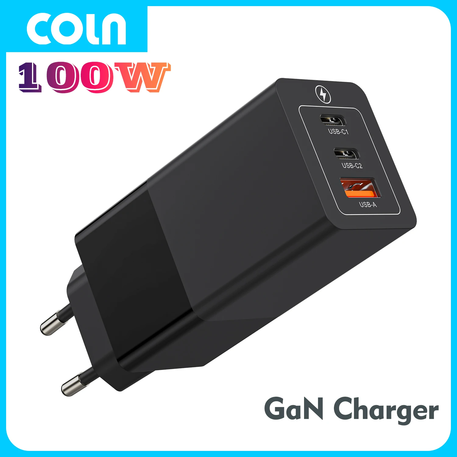 GaN USB C Charger 100W COLN Type C Fast Charger PPS PD QC4.0 Quick Charger Power Adapter for Laptop MacBook iPhone Samsung S23