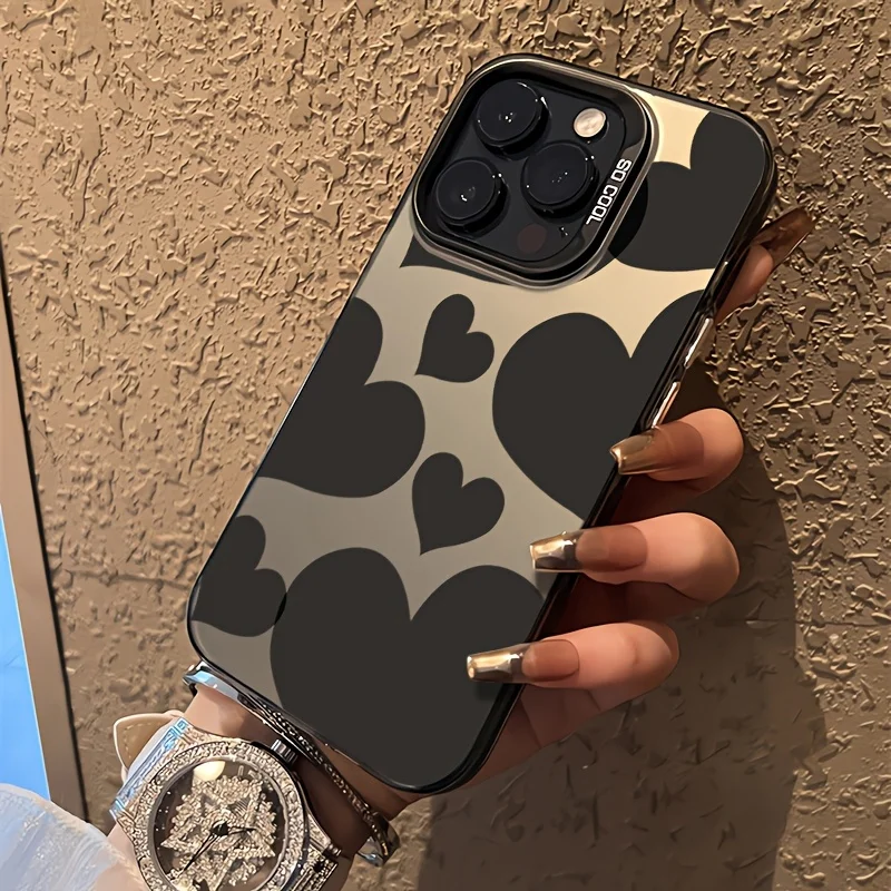 

Heart-shaped patterned phone case for iPhone 16 15 14 13 12 11 Pro/ Max/Plus anti-fingerprint shock-proof rear cover