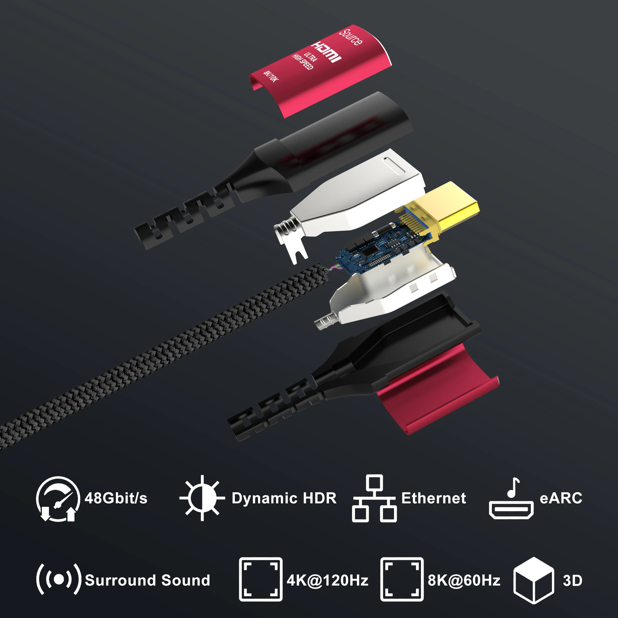 Long 10M 15M 20M 30M 8K HDMI Fiber Optic Cables,hdmi 2.1 8K60hz 4K120 144hz,48Gbps UHD Compatible for PS5 PS4 Xbox RTX3080 3090