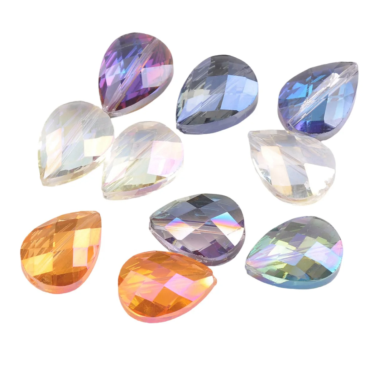 5pcs Teardrop Faceted Crystal Glass 18x13mm 24x17mm Loose Beads for Jewelry Making DIY Crafts