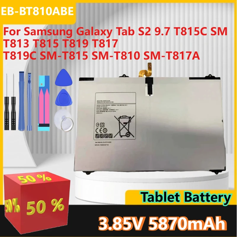

For Samsung Galaxy Tab S2 9.7 T815C SM T817 T813 T819C T819 SM-T815/T810/817A 3.85V 5870mAh EB-BT810ABE Tablet Battery +tools