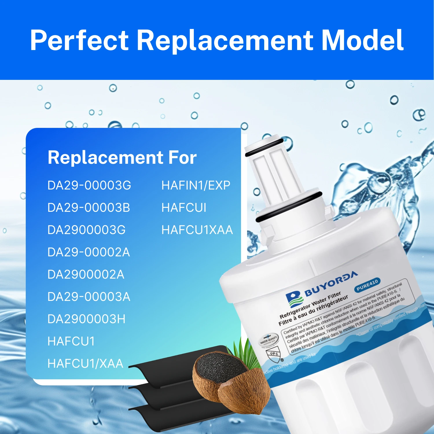 فلتر ماء ثلاجة DA29-00003G بديل متوافق مع for Samsung DA29-00003B DA29-00003A HAFCU1 WSS-1 WF289 WFC2201 FMS-1 عبوة 3 قطع