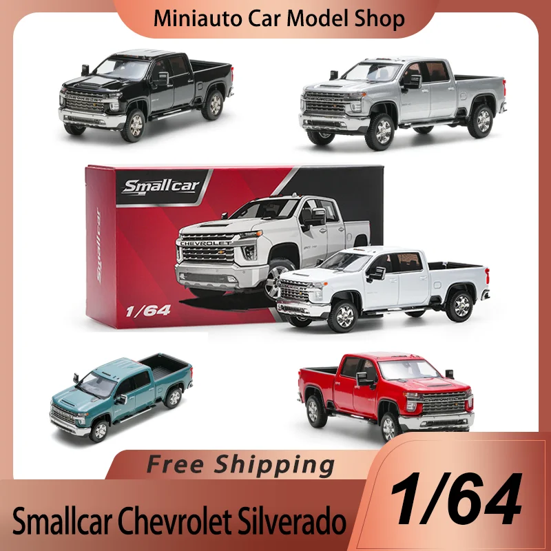 Novo em Estoque: Miniatura de Carro Chevrolet Silverado 1:64 em Liga Metálica, Modelo Diecast para Crianças, Brinquedo e Presente