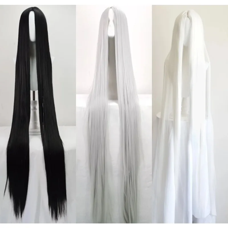 Extra Long 150cm Center Parted Straight Anime Cosplay Wig, Heat Resistant Synthetic 60 Inch Wig for Costume