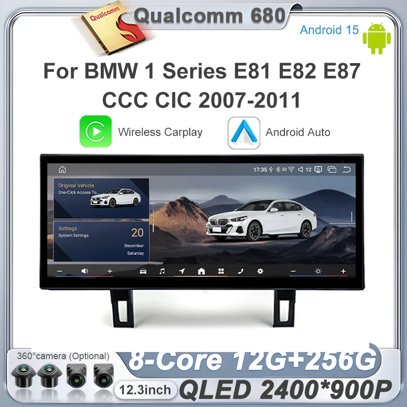

Беспроводной мультимедийный экран с CarPlay и Android Auto для BMW 1 серии E81 E82 E87 2007-2011, система CCC CIC, сенсорный дисплей, автомобильная магнитола