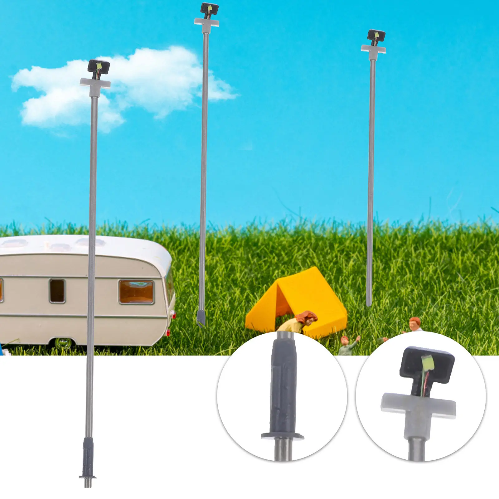 

5Pcs Mini Street Lamp Metal ABS Decorative Landscape Light for Miniature House Garden Desk Sand Table Lamp Post Models