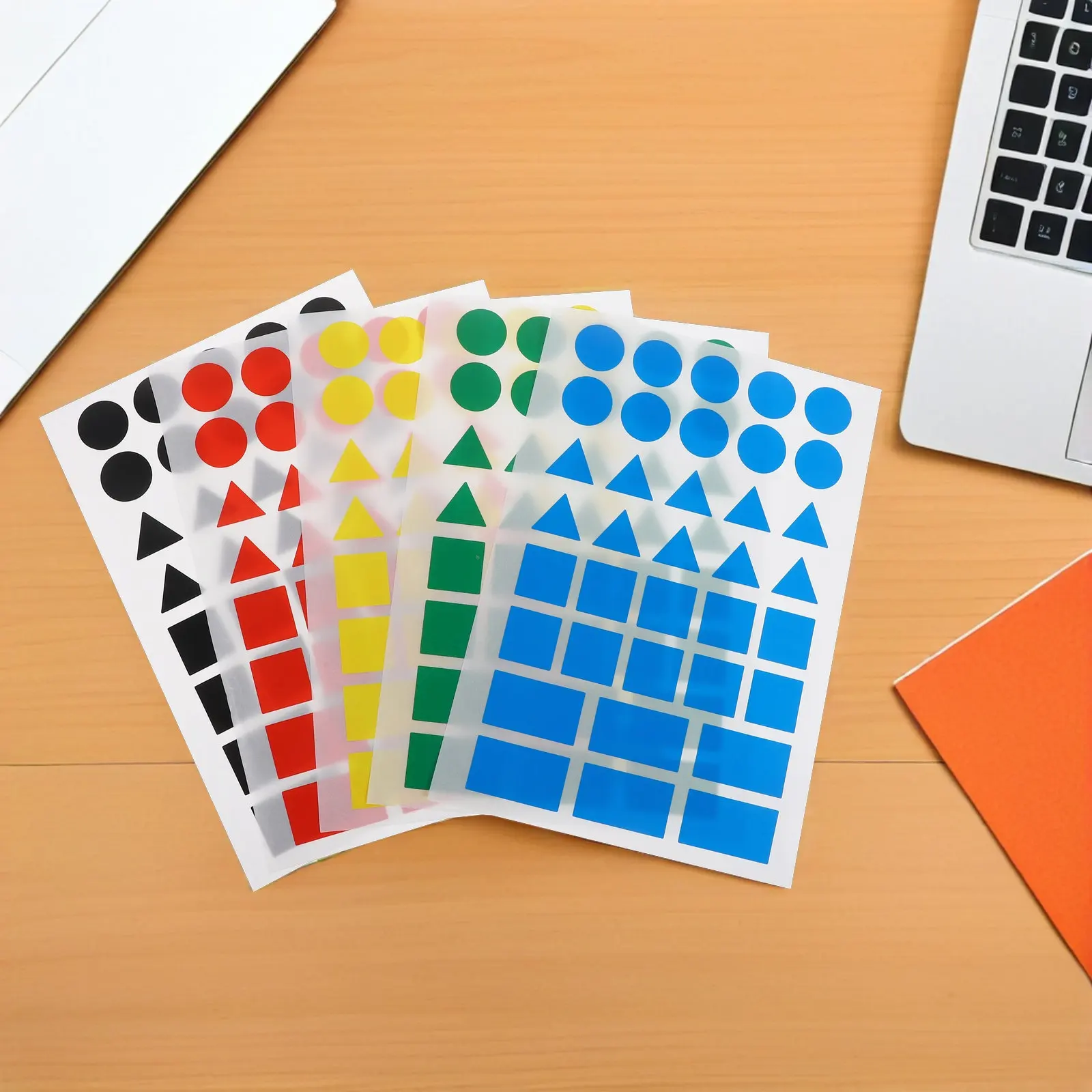 

50 листов самоклеящихся этикеток для цветовой кодировки, 4 формы: круглые, квадратные, треугольные, прямоугольные, для обучения формам в классе и детском саду