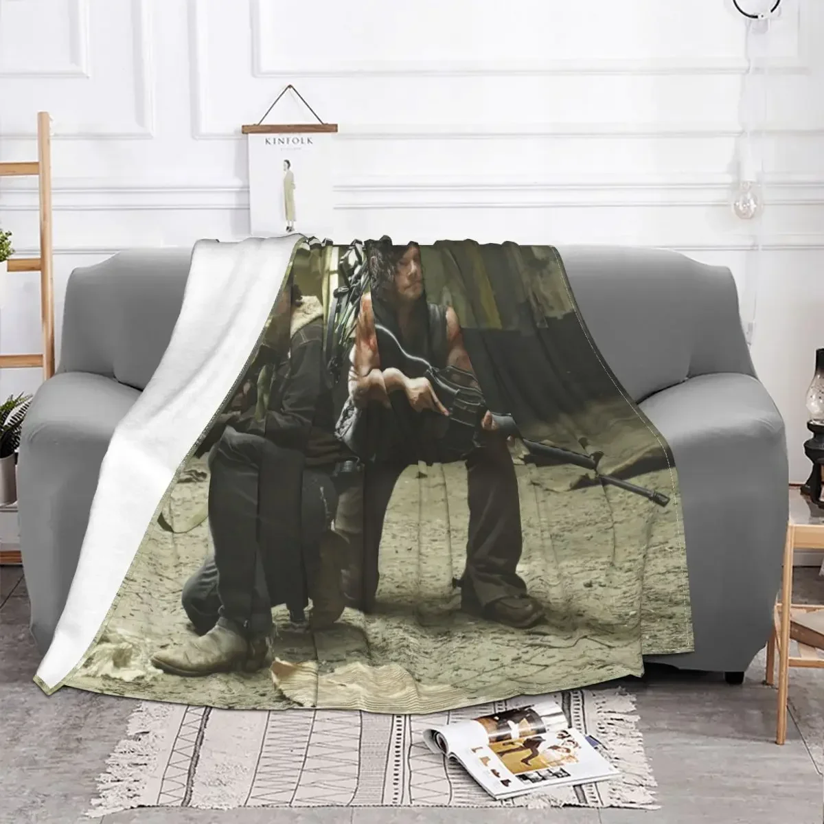 Rick Grimes Daryl Dixon Blanket Flannel Spring Autumn The Walking Dead Multi-function Soft Throw Blanket for Home Car Quilt