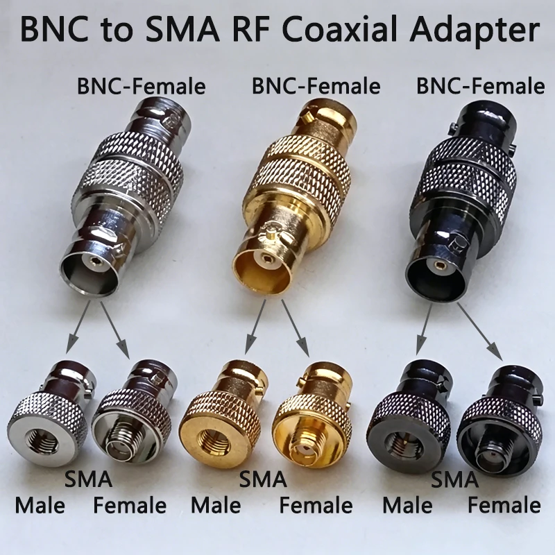 1PC/Set BNC Female to SMA Male RF Coaxial Connector Adapter 50Ohm for Handheld Walkie Talkie Two-Way Radio Antenna Oscilloscope