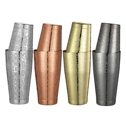 Boston Cocktail Shaker With Etched Pattern Martini Shaker Tin Set - 800ml & 500ml