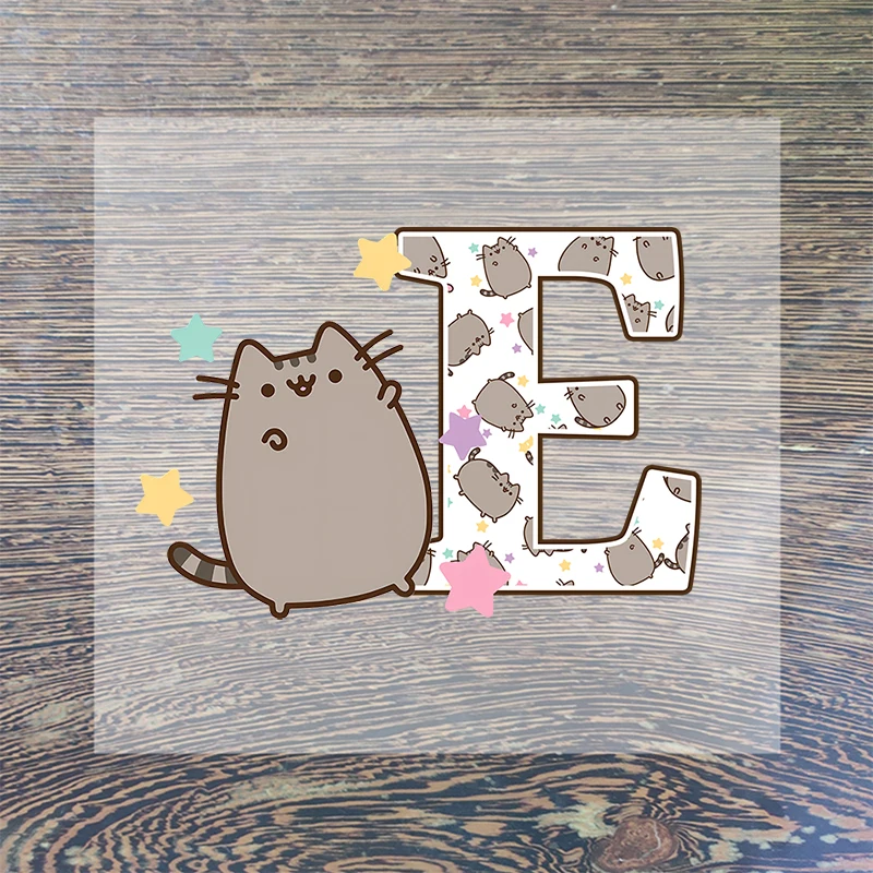 Pusheen Cat Iron on Patch Sticker Letter A-Z Customization Stitch Patches T-shirt Tops Clothing Cartoon Anime Boys Girls Gifts