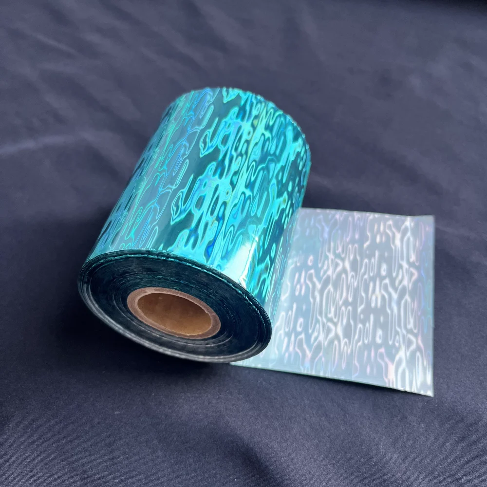

Small Rolls Green Blue Foil Hot Stamping Foils Heat Transfer Film Water Ripple Pattern for DIY Fishing Lure Fish Lure 8CM Width