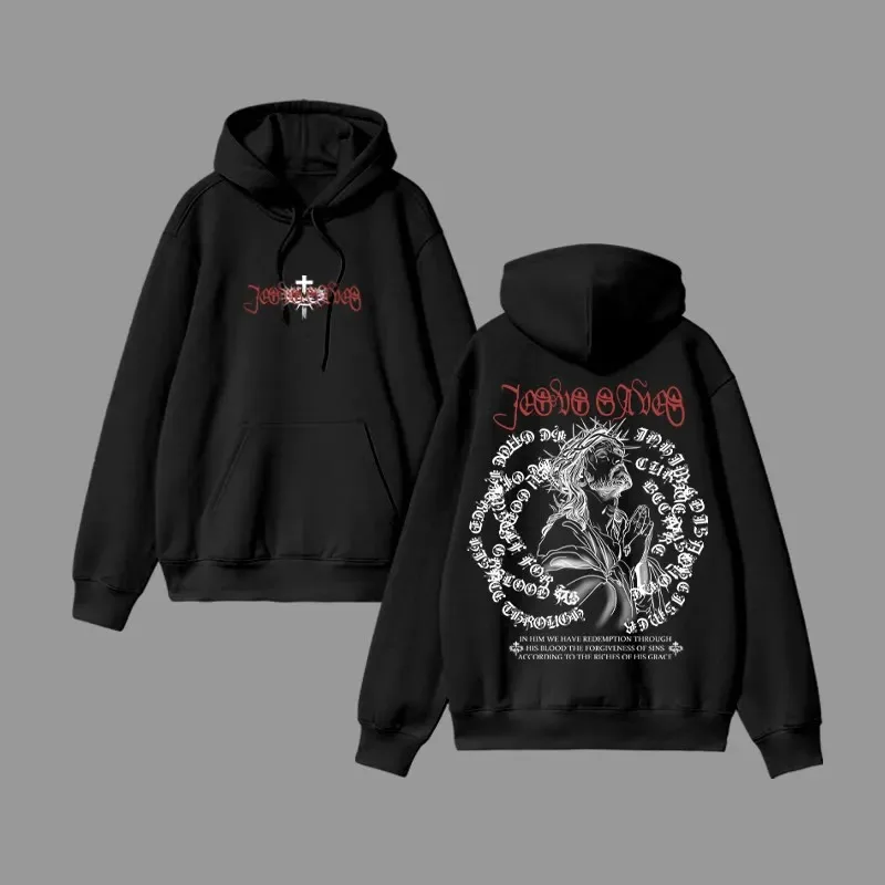 

2025 Autumn and Winter Unisex 100% Cotton JESUS SAVES Print Hoodie High-end Luxury Is for Both Men and Women Top Y2k