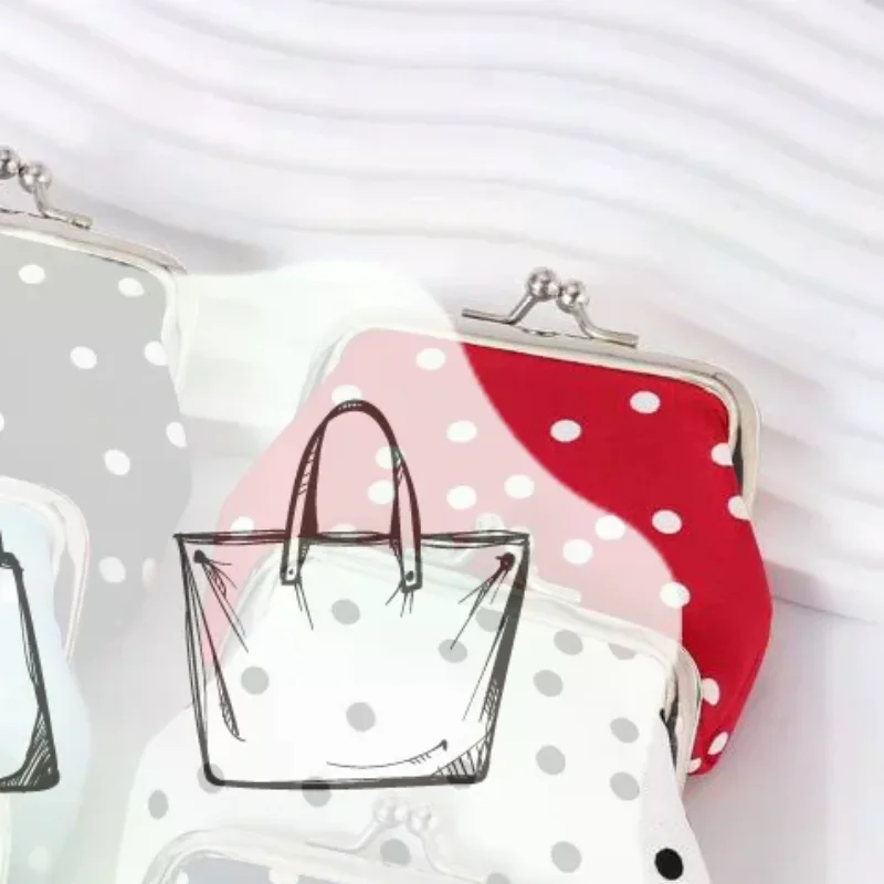 Kiss Lock Closure Polka Dot Coin Purse Compact Shape Travel Cosmetic Bag Lightweight Multifunctional Clutch Coin Purse