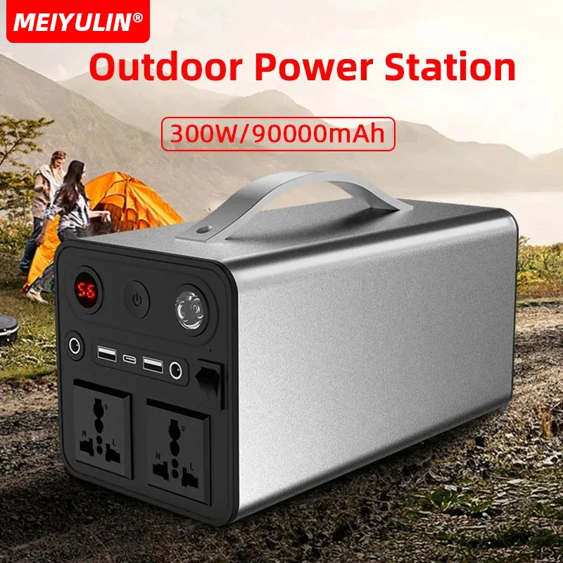 90000mAh Solar Generator LiFePO4 Power Supply Station 300W Portable Auxiliary Battery Power Bank USB C PD DC for Outdoor Camping