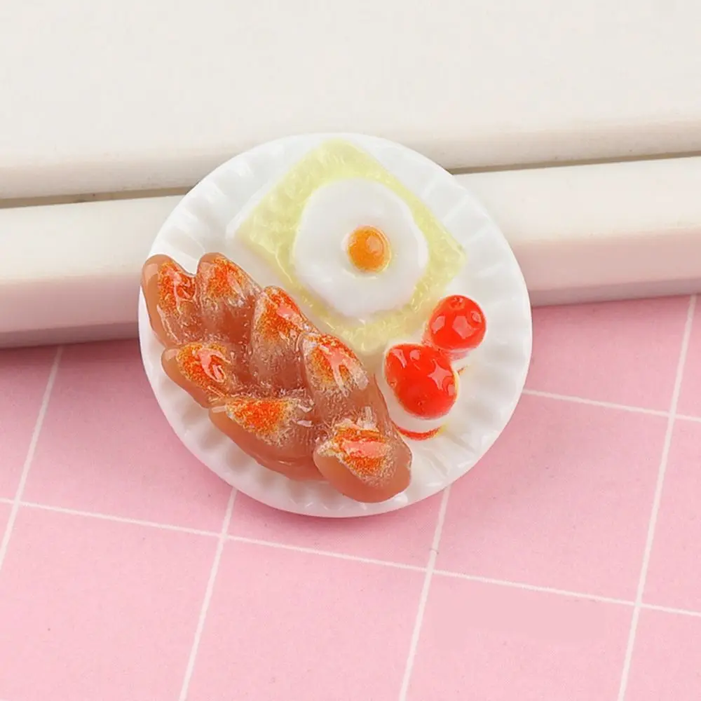 Colorful Dollhouse Miniature Simulation Food Model DIY Resin Dollhouse Decor Creative Breakfast Combination Platter