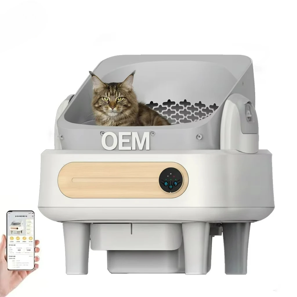

Open Top Smart App-Controlled Self Cleaning Cat Litter Box Automatic Cat Toilet with Odor Control Safety Protection