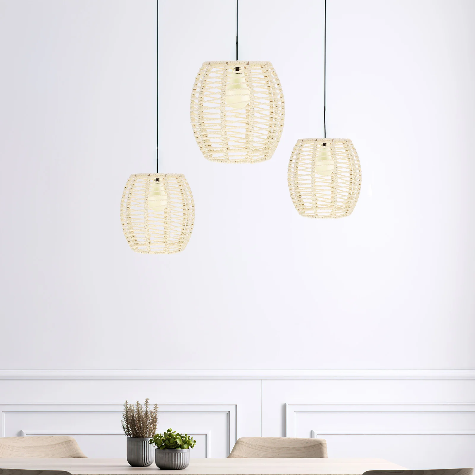 

Handwoven Bohemian Pendant Lampshade Rustic Woven Lamp Shade for Kitchen Dining Living Room Lampshade Woven Light Cover