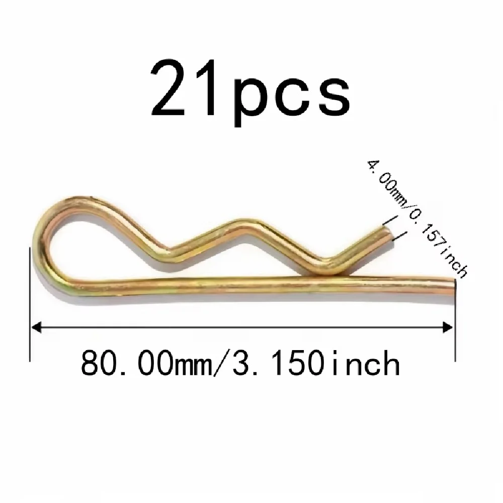 Rust Resistant Steel R-Clip Cotter Pins, 21 pcs 4*80mm M4 M4*80mm, Agricultural Machinery, Multipurpose