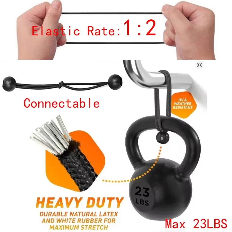 4/6/9 Inch Heavy Duty Tarp Ball Bungee Cords Elastic String 4MM Thickness Tarp & Canopy Shock Cords for Camping Tents Cargo Wire