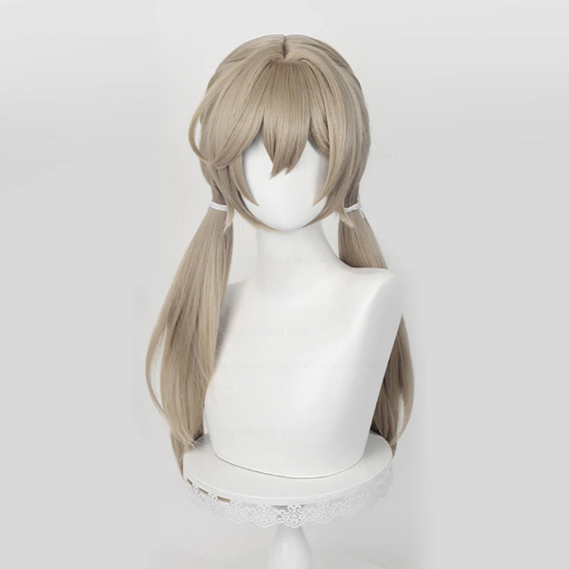 Qingque Cosplay Wig Honkai Star Rail Cosplay 65cm Ponytail Light Linen Heat Resistant Synthetic Hair Game Anime Wigs + Wig Cap