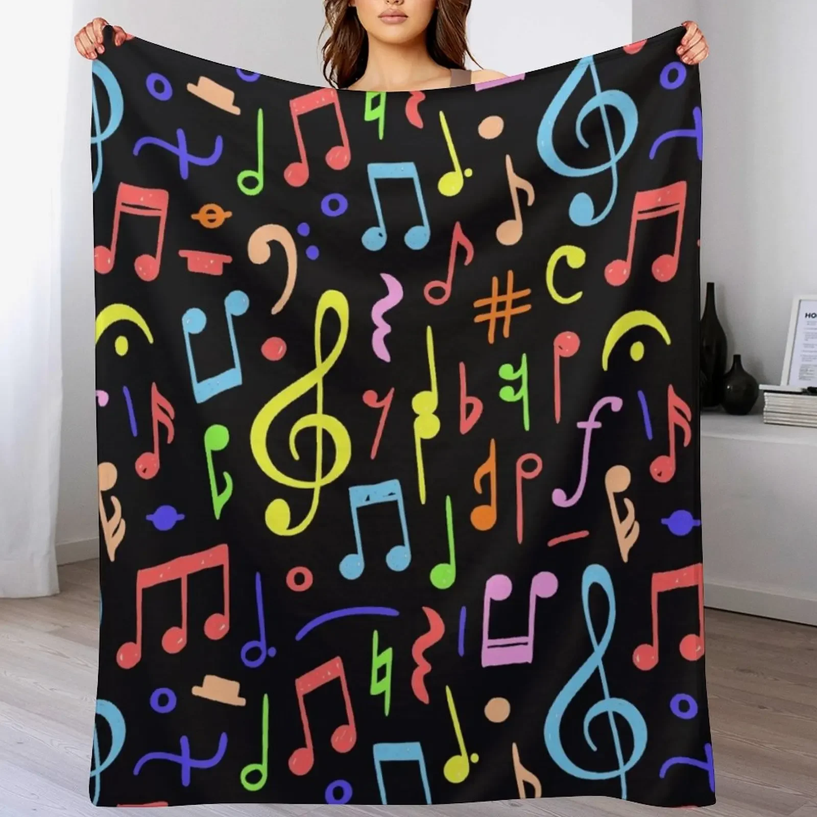 music note pattern Throw Blanket All Weather Soft Throw Blanket for Sofa