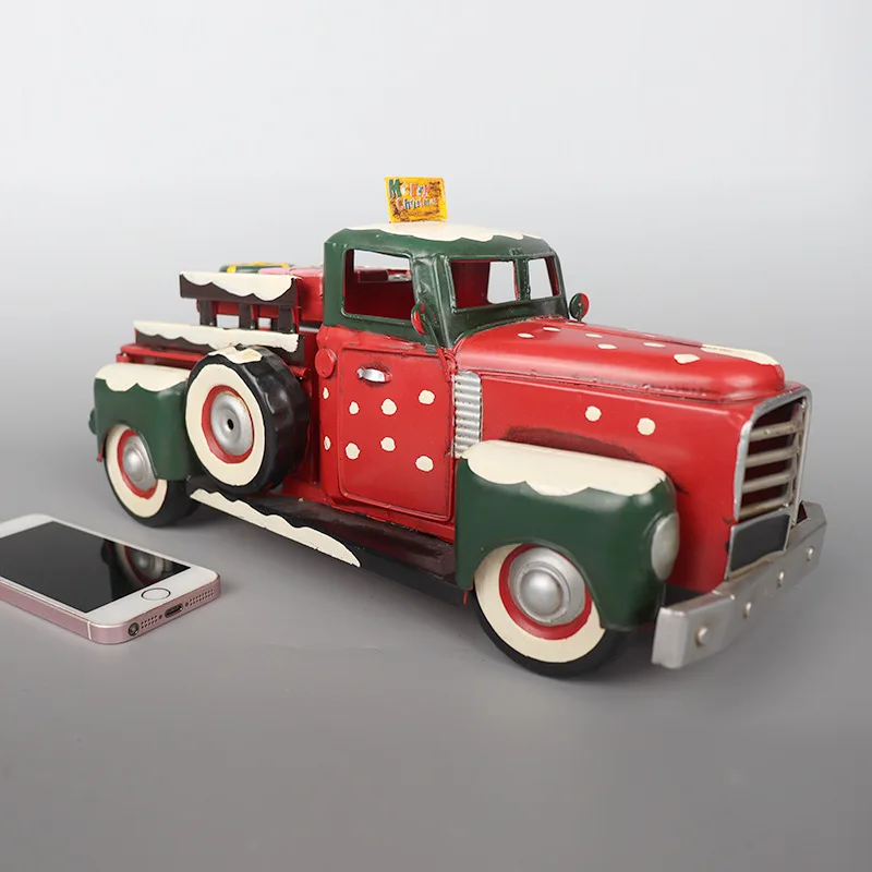 Imitation Christmas Pick-up Truck Model Tin Handicraft N Nostalgic Bar Window Creative Decorations Decoration Car Decoration