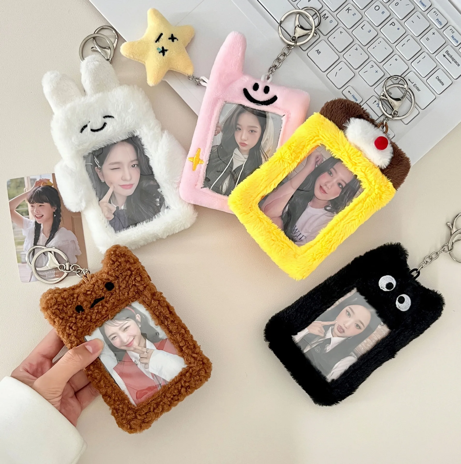 

Ins Korea's Cute Little Phone Bunny Plush Holder 3-Inch Bag Keychain Pendant Card Book