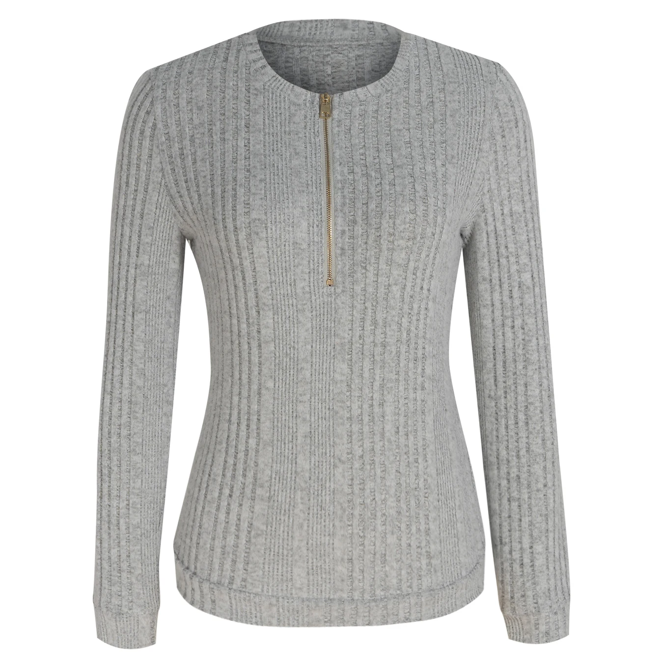 Damen Langarm-Oberteil, gerippter Strickpullover, lässige Alltagskleidung, Herbst/Winter, schmale Passform, Rundhalsausschnitt, weiche Basic-Bluse – Detail 7