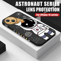 Cartoon Space Astronaut Phone Case For iPhone 16e 16 15 14 13 Pro Max 15 Plus Shockproof Cute Creative TPU Silicone Soft Cover