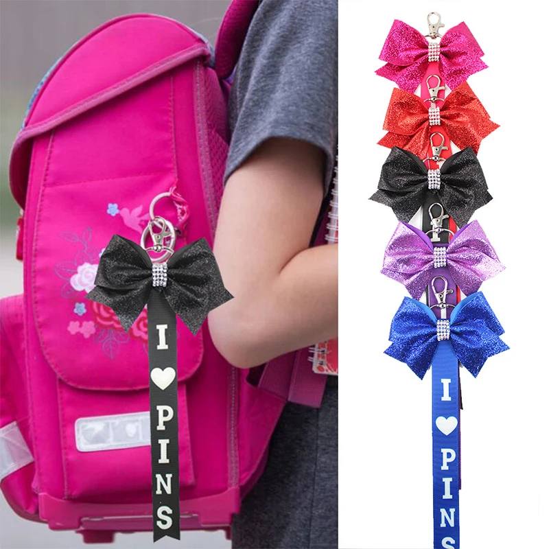 1Pc Cheerleader Gift Cheer Colored Bowknot Keychain Pendant Rhinestones Cheer Keychain Backpack Decoration Accessories Gifts