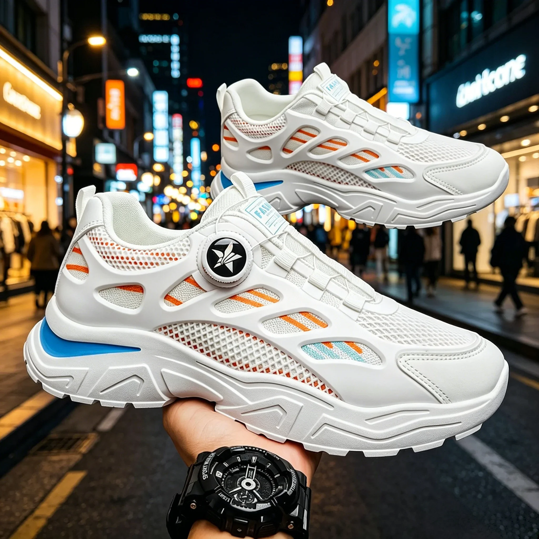 Rotate the Button Men Summer Breathable Sneakers 2026 Versatile Dad Shoes New Student Casual Footwear