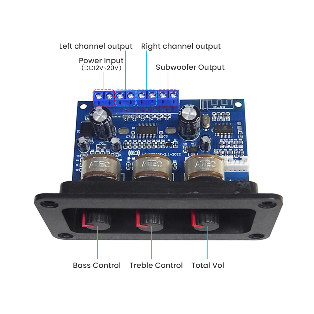 AIYIMA Subwoofer Power Amplifier 2x25W+50W 2.1 Channel Bluetooth 5.0 Amplifier Speaker Sound Amplificador Home Audio Amplify